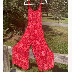 red boho jumpsuit